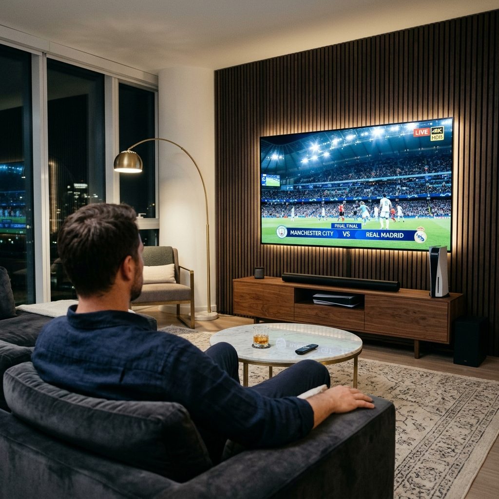 Turbotviptv ultra-fast zapping interface on 4K living room television